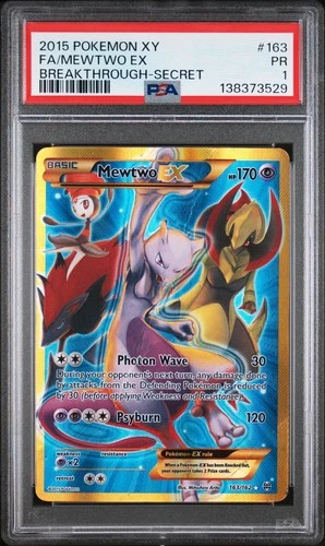 PSA 1 2015 Pokemon XY Breakthrough Full Art Mewtwo EX 163/162 Holo Secret Rare