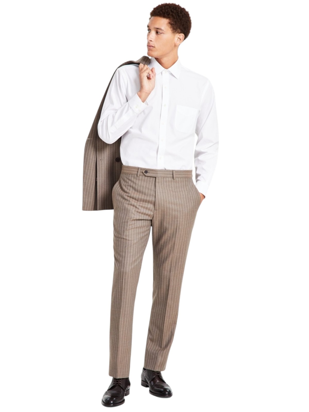 Brooks Brothers Mens Classic fit Dress Pants 42 / 30 Brown Striped Stretch