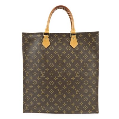 Louis Vuitton Monogram Sac Plat Tote Bag Hand Bag Brown M51140 Auth Used F/S