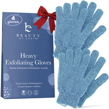 Exfoliating Glove 4 Pcs, 2 Pairs - Heavy Shower Gloves for Body Scrub, Exfolia