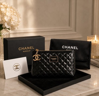 Chanel Makeup GWP Quilted Cosmetic Pouch With Dust Bag And Box brand New in box