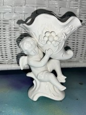 Vtg NAPCO Porcelain 5" Cherub Angel Cornucopia Planter N5526 EUC