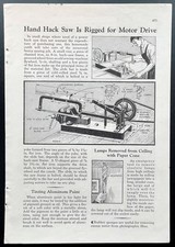 Power Hacksaw Hand Hacksaw Is Rigged for Motor Drive 1936 HowTo PLANS No Weld