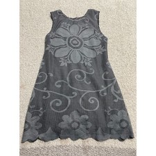 Free People New Romantics Size 4 Eyelet Floral Mini Tank Dress Gray MSRP $128
