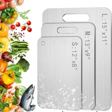 Titanium Cutting Board Set of 3 Stainless Steel Cutting Boards Non Toxic Doub...
