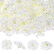 50-Pack Artificial Flower Heads, Faux Silk Plum Blossom Head White 