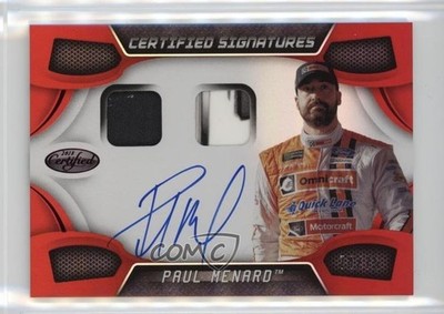 2018 Certified Signature Swatches Red 74/75 Paul Menard #CSS-PM Auto oh4