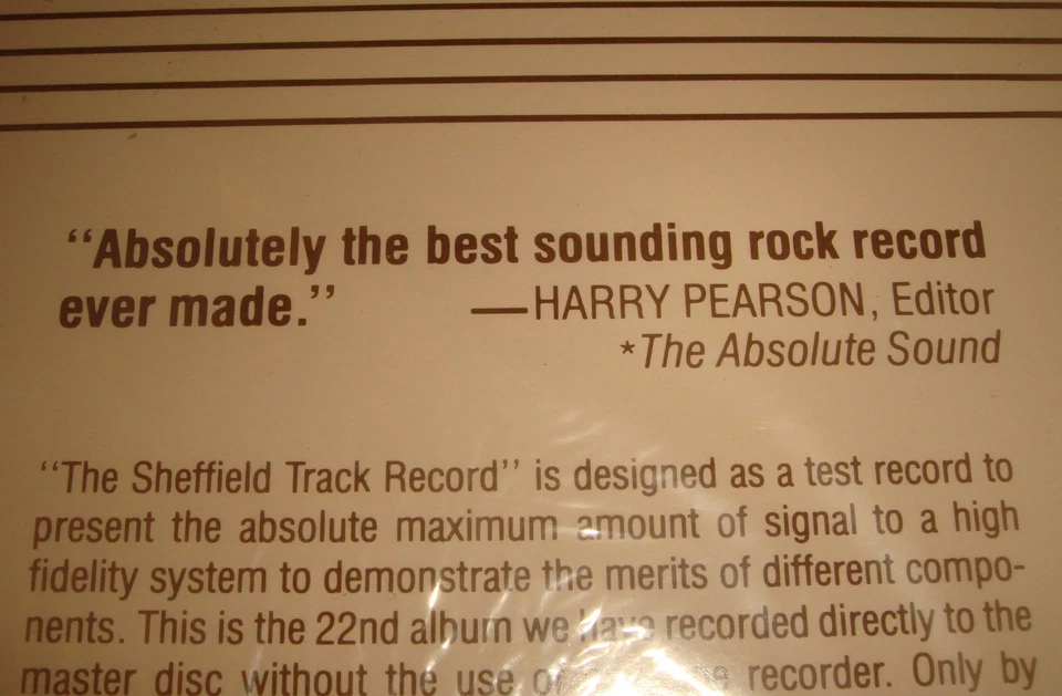 THE SHEFFIELD TRACK RECORD Sheffield Lab 20 Direct to Disc LP BRAND NEW SEALED - Image 2 of 4