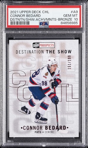 2021 UD CHL DESTINATION THE SHOW ACHIEVEMENTS #A9 CONNOR BEDARD 151/199 PSA 10