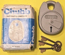 CHUBB UNION BATTLESHIP CLOSED SHACKLE HIGH SECURITY PADLOCK LOCK RARE LIMITED