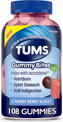 Gummy Bites Dietary Supplement for Occasional Heartburn Relief, Upset Stomach an