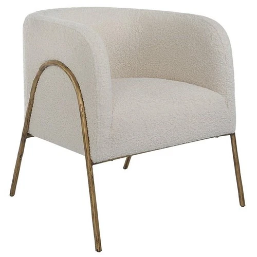 Uttermost Jacobsen Fabric and Iron Shearling Accent Chair in Off White - Picture 1 of 10
