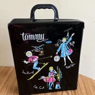 Vintage Tammy Doll Carrying Case - 1960s Black Ideal Clothes Trunk 60s