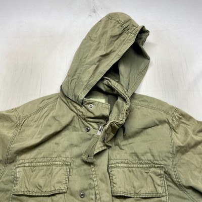 Old Navy Military Jacket Mens Medium Olive Green Hooded Long