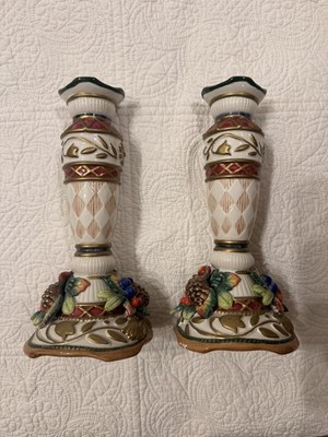 FITZ & FLOYD CANDLESTICK  JOLLY OLE SAINT NICK  CHRISTMAS  9.5  