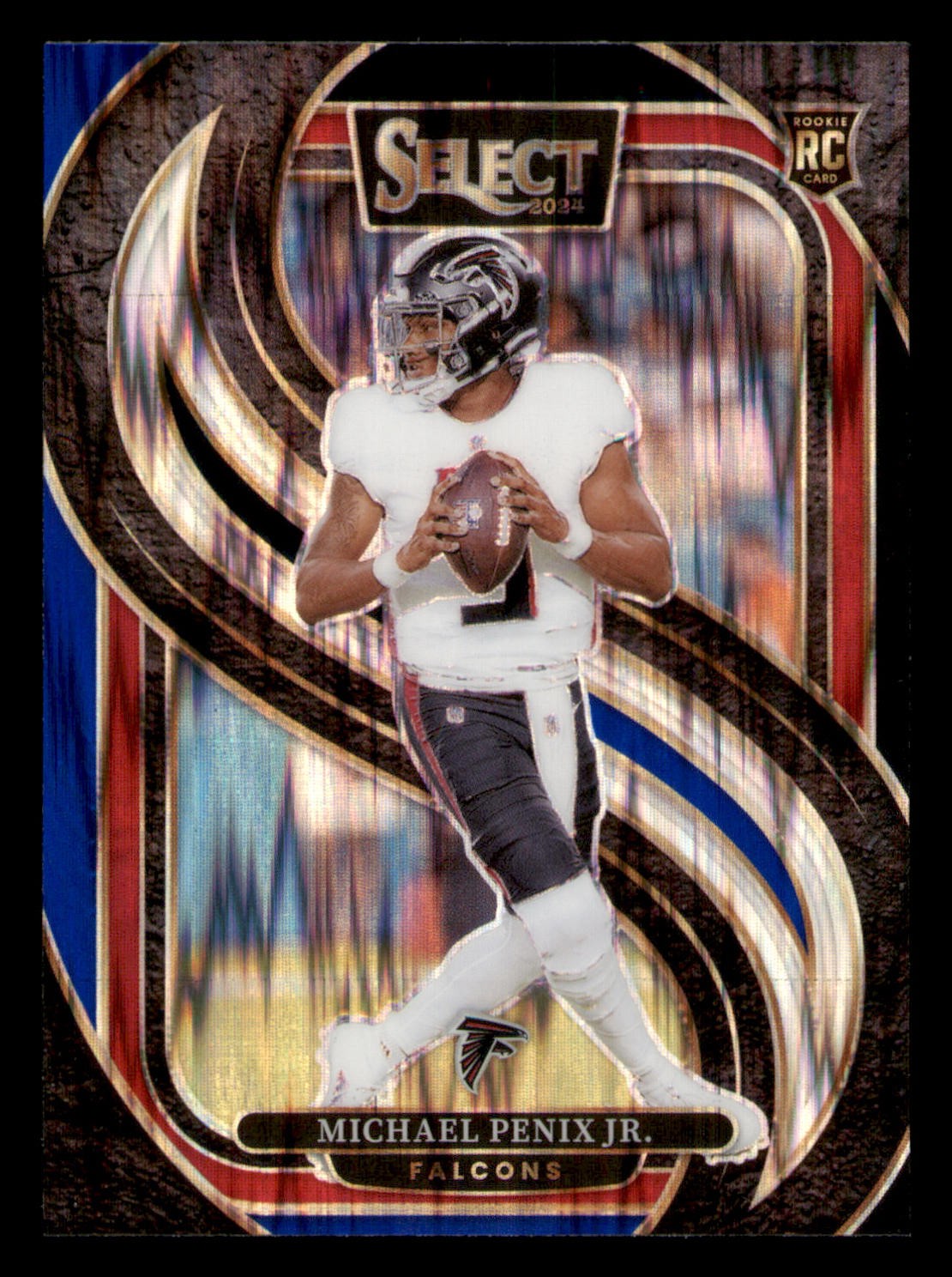 2024 Panini Select #110 Michael Penix Jr. Black & Blue Prizm Shock
