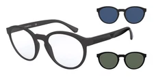 EA4152 Sunglasses with Interchangeable Clip-Ons, Matte Black/Clear/Dark Blue/...