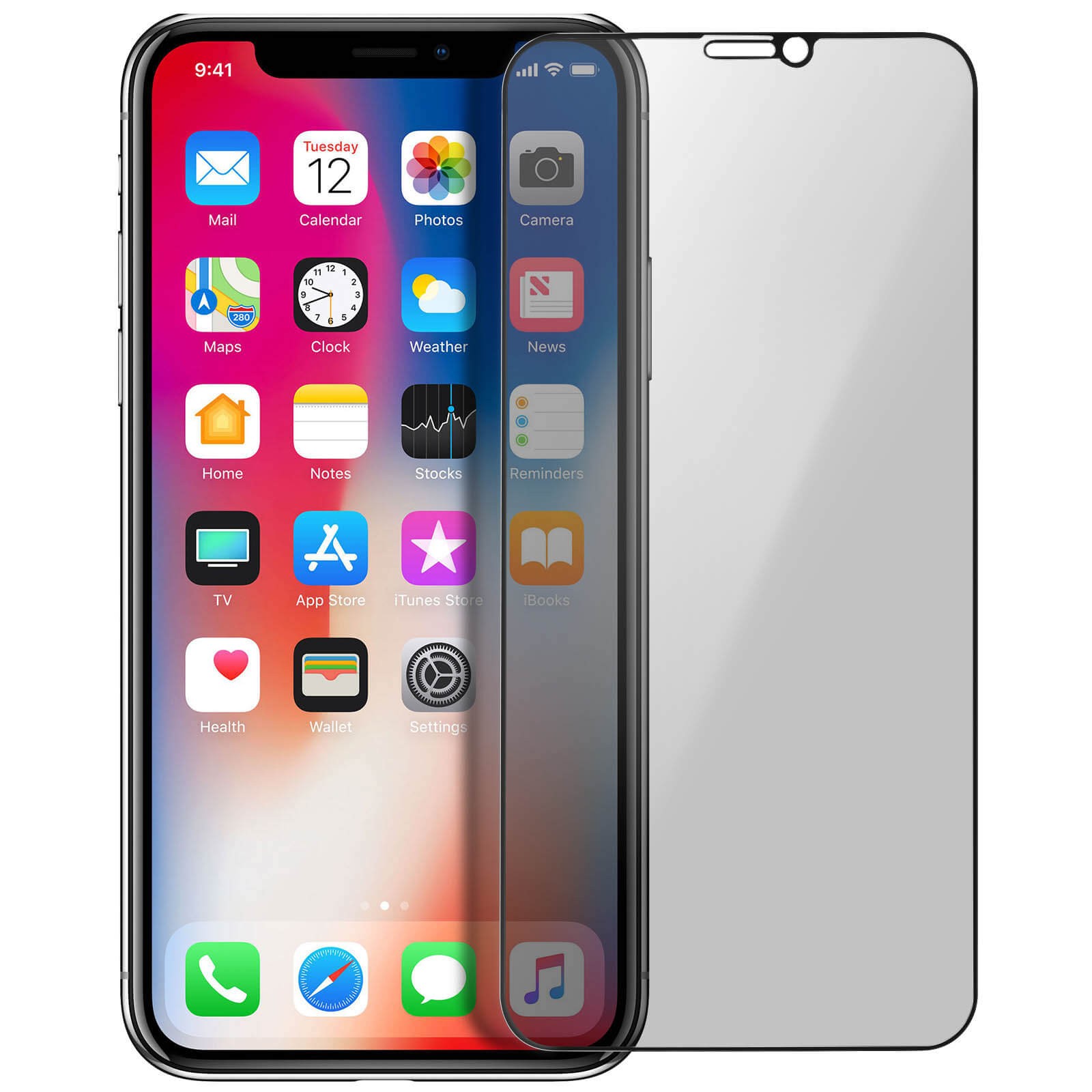 Film Écran pour iPhone X et XS Verre Trempé Biseauté Anti-espion de Protection