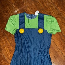 Luigi Costume Adult Jumpsuit Green Blue Cosplay Halloween Video Game Character