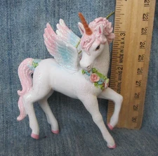 PINK & WHITE GLITTER UNICORN Kurt S. Adler Resin Christmas Tree Ornament BX