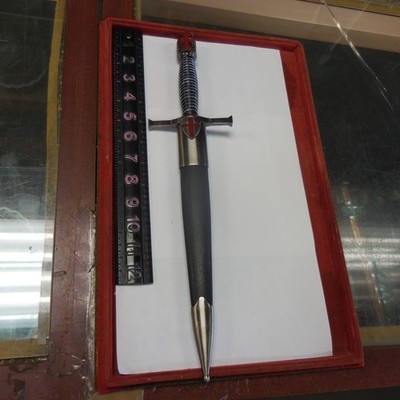 15.5  Fantasy Gold Crusader Red Cross Dagger Black Scabbard