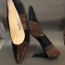 Salvatore Ferragamo Boutique 9B 9B Brown B Black Pump Women  s Shoes 3" heels