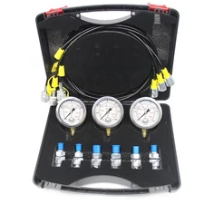 SINOCMP Hydraulic Pressure Test Coupling Kit with 3 Pressure Gauge, 3 Hoses a...
