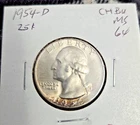 1954-D WASHINGTON QUARTER SUPERIOR BU KEY DATE COIN!!