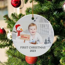 Baby's First Christmas Ornament, Personalized Photo Ornament, Personalized Ch...
