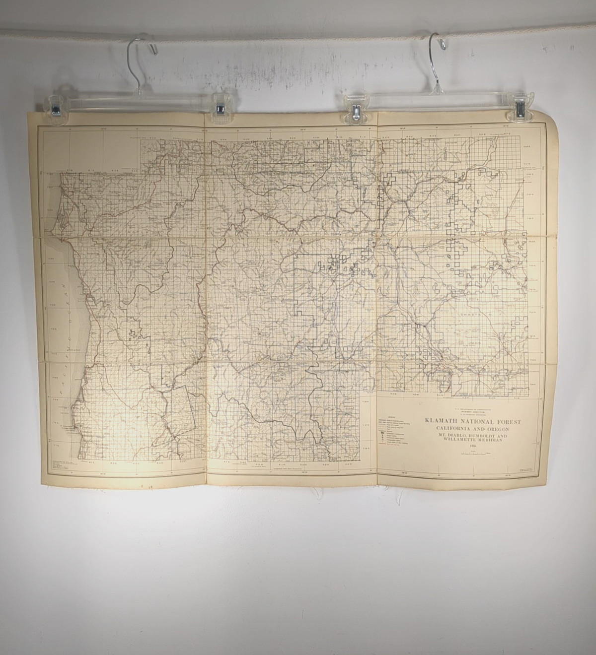 1925 Klamath National Agriculture Forest Map CA OR Mt Diablo Humboldt Willamette