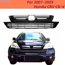 Front Upper Lower Chrome Bumper Grille For 2007-2009 Honda Crv Cr-v