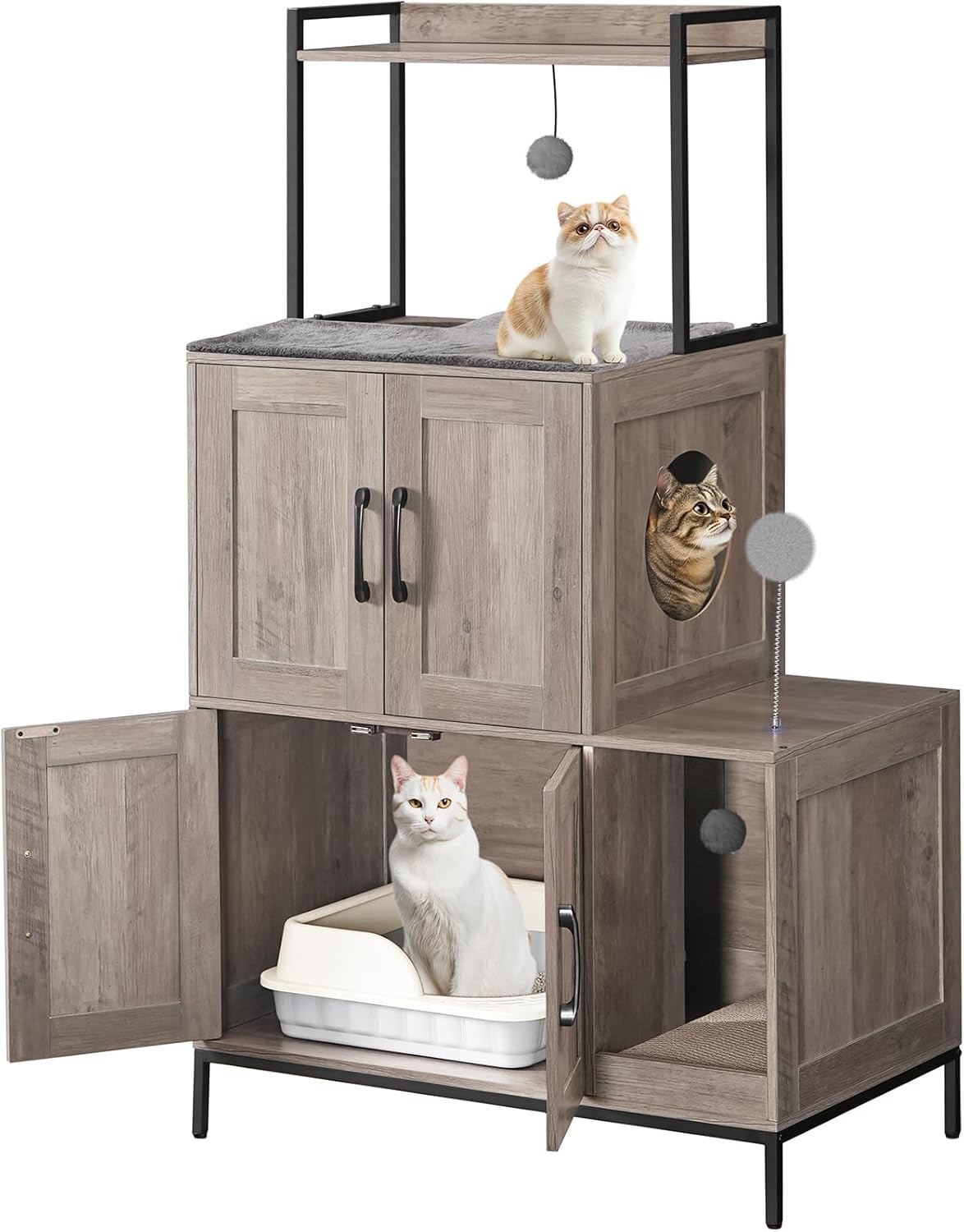 Cat Litter Box Enclosure Hidden Litter Box Furniture Double Litter Box Cabinet