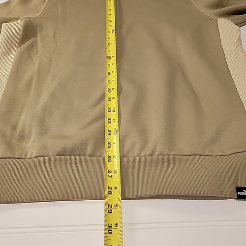 Puma Adult Size Large Patched Up Hoodie Pocket Two Tone Tan Fleece Sweatshirt - Picture 11 of 13