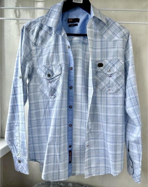 Men Diesel Shirt Turquoise Cotton 36 / S / 44
