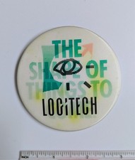 Vintage LOGITECH Computer Pinback Button 3in.