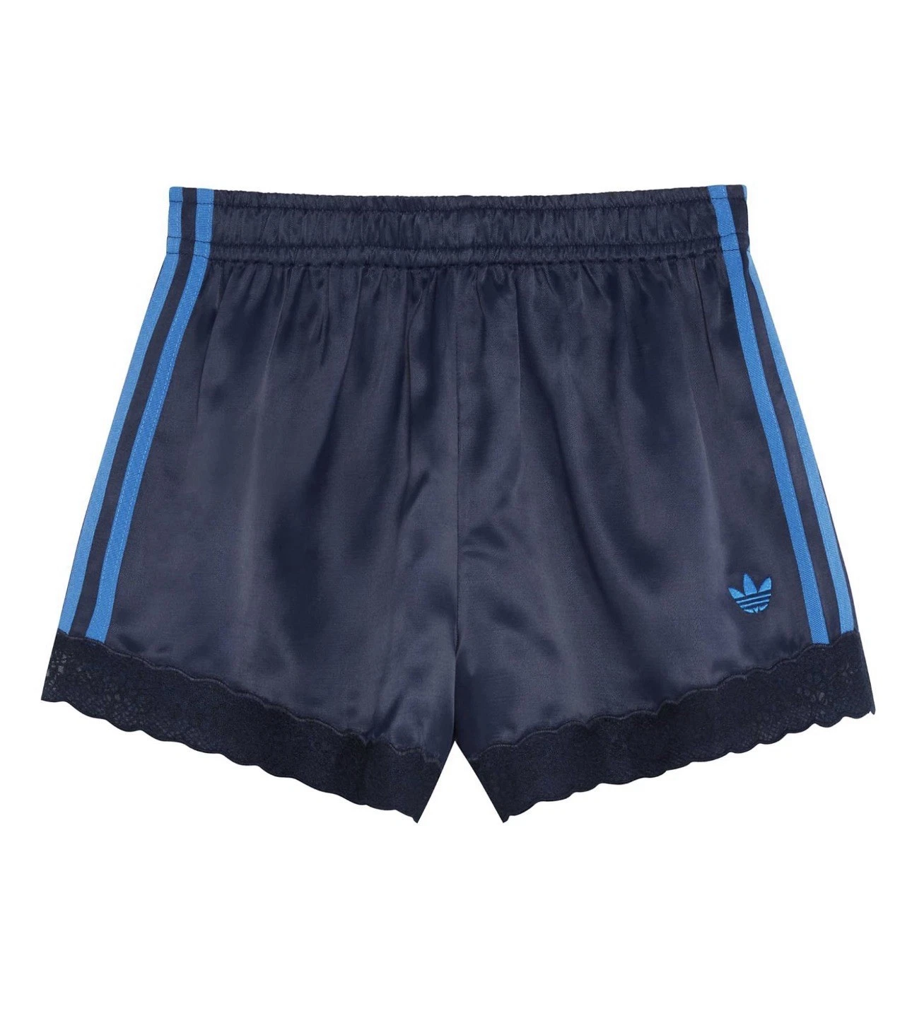 Adidas Originals x ASOS Lace Hem Shorts In Navy Satin Size (L) Large BNWT