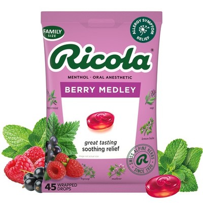 Ricola, Lozenge Berry Medley, 45 Count 45 (Pack of 1), Medley