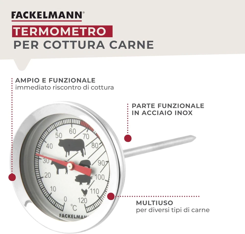 Termometro per Carne, Acciaio Inox, Argento, 11 Cm - Immagine 2 di 4