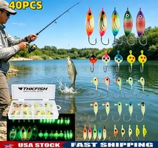 THKFISH 40PC Ice Fishing Gear Lures Jigs Set Hard Baits for Walleye Crappie Pike
