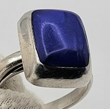 Vtg Mexico Lapis Lazuli 925 Sterling Silver Sz 8 - 9 Cocktail Ring EXPANDS WRAPS