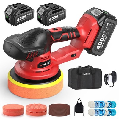 Updated Cordless Polisher with 2x4.0Ah Batteries, 6 Variable Speed up to 5500...