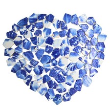 1.1 lbs Blue and White Irregular Porcelain Mosaic Tiles, DIY Handmade, Bathro...