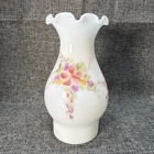 Vintage Milk Glass Hand Painted Floral Chimney Lamp Shade 3” Base 7” Tall Pink
