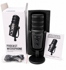 USB Podcast Microphone Gaming Streaming Recording Mic w/ Stand New Open Box