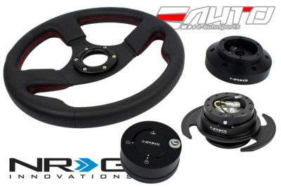 NRG 320 Race Leather Red Steering Wheel/101 Hub/3.0 BK Quick Release/Lock Matt