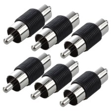 6 Pcs Straight AV RCA Male to Male Connectors Couplers Adapters