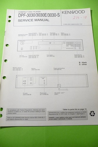 Service Manual-Anleitung für Kenwood DPF-3030  ,ORIGINAL
