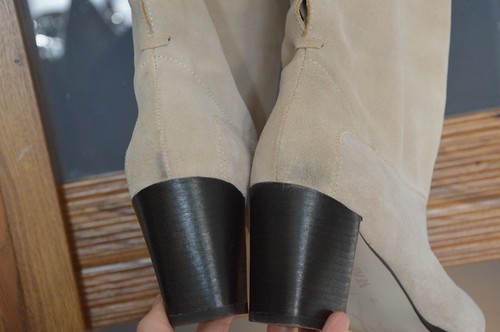 ZARA SAND BEIGE SPLIT SUEDE LEATHER KNEE HIGH BOOTS WITH TRENZA EU 40/41 US 9/10 - Imagen 19 de 22