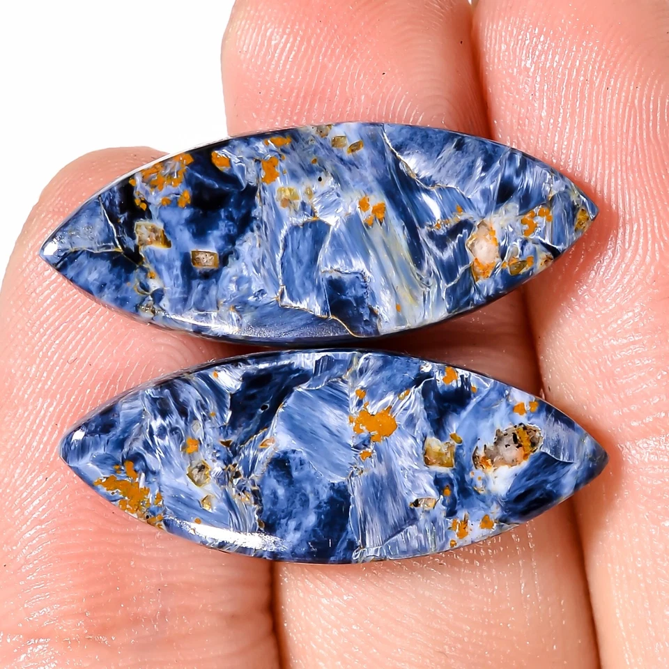 Marquesa 15.15CT 11x28x3mm Gris Natural PIETTERSITE Par Cabujón Piedra Sin Tratar Foto 2 de 4