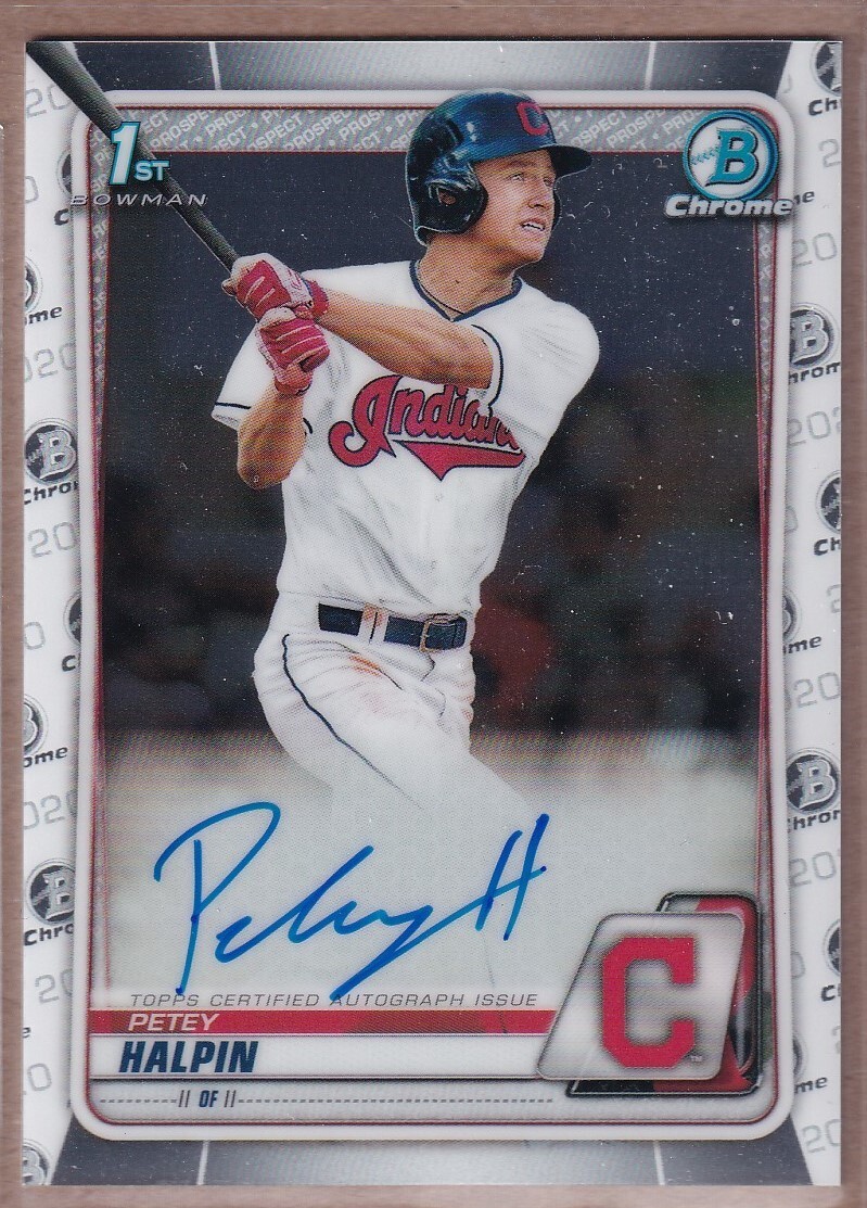 2020 Bowman Chrome Draft Autographs #CDAPH Petey Halpin AUTO - Cleveland Indians